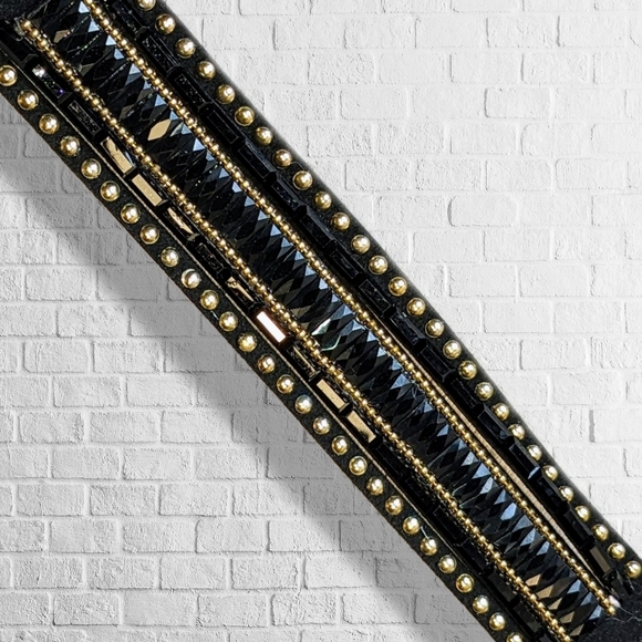 A3 Black Gold Rhinestone Crystal Wrap Cuff Bracelet Sz M-L Adjustable NEW A3 - Picture 4 of 11